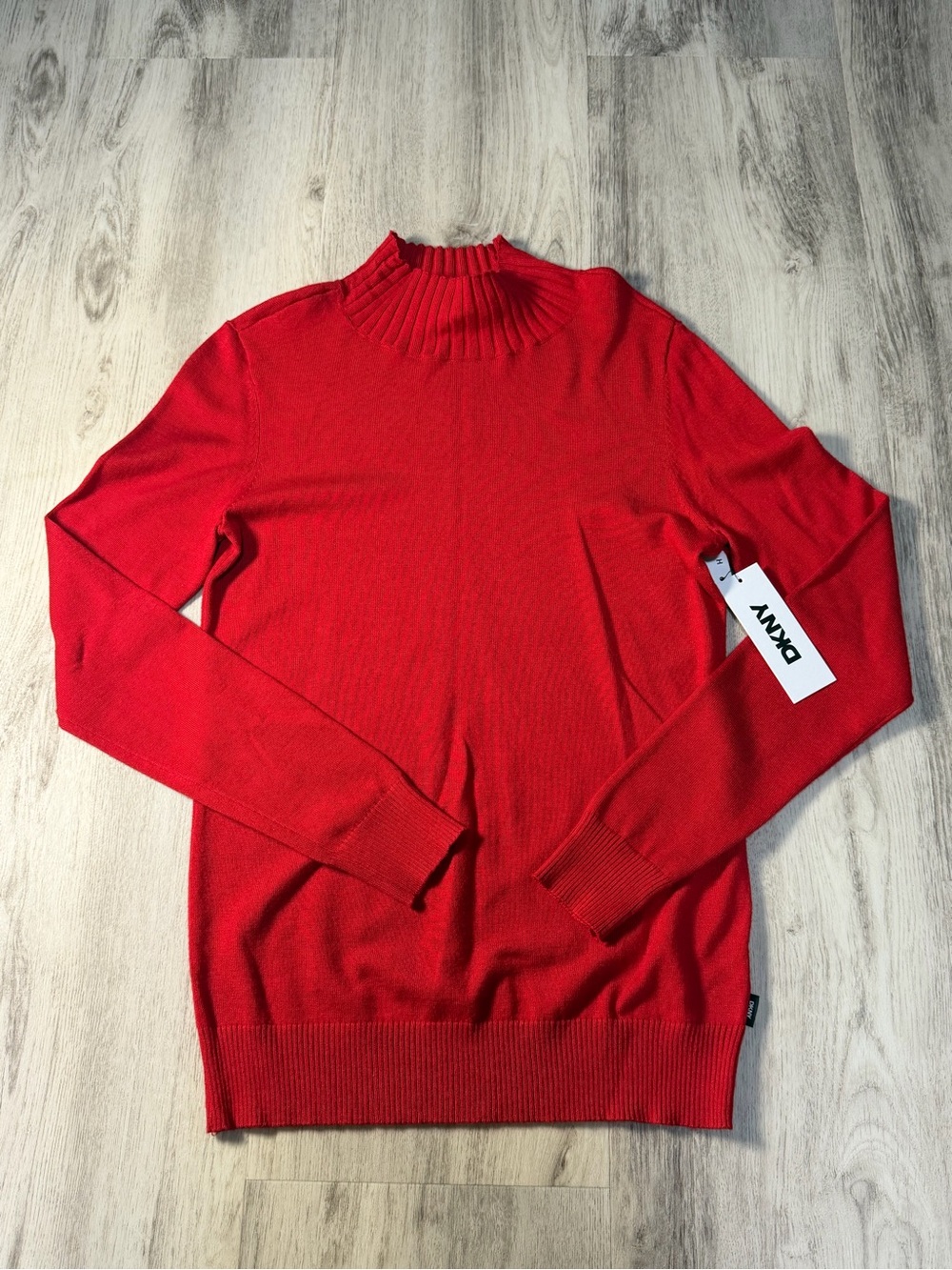 DKNY Women’s Red Ribbed Turtleneck Sweater